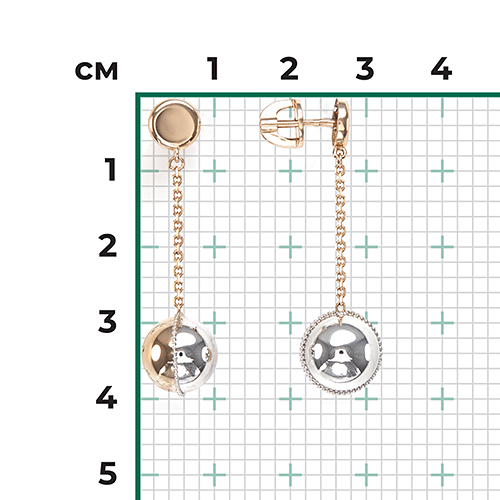 Серьги-пусеты из комбинированного золота 02-4455-00-000-1111-48