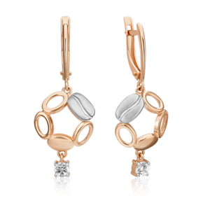 Серьги с английским замком из комбинированного золота с натуральным топазом white 02-4912-01-201-1111