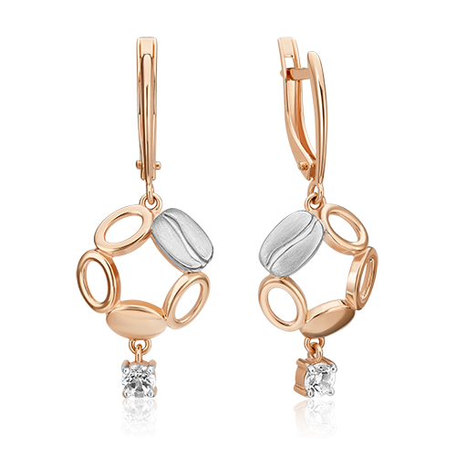 Серьги с английским замком из комбинированного золота с натуральным топазом white 02-4912-01-201-1111