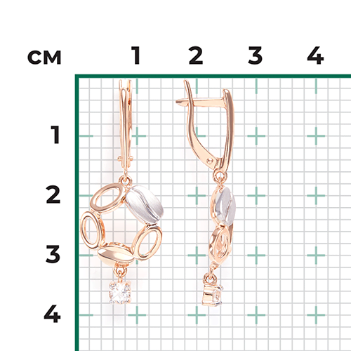 Серьги с английским замком из комбинированного золота с натуральным топазом white 02-4912-01-201-1111