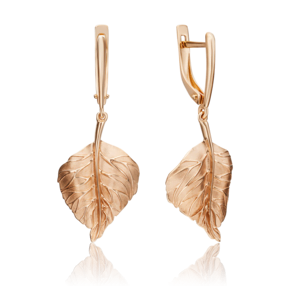 Серьги «Берёзовые листья» с английским замком из красного золота 02-4535-00-000-1110-02