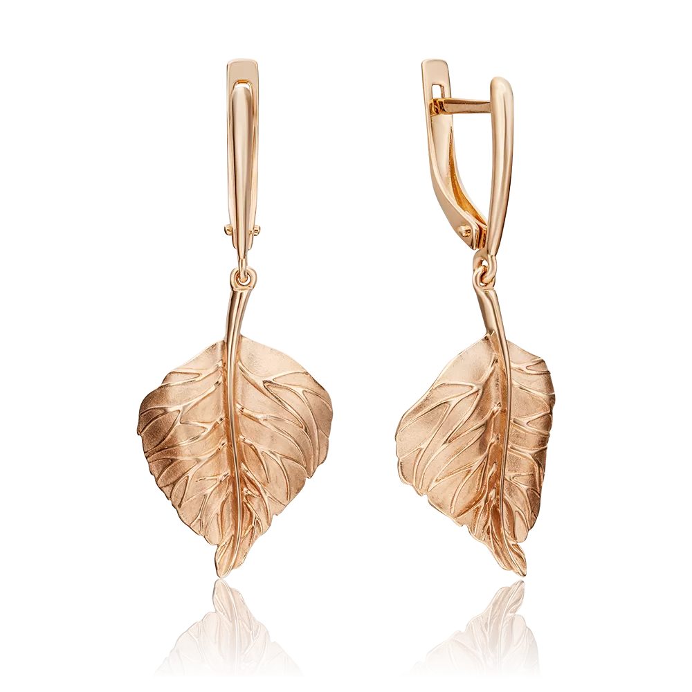 Серьги «Берёзовые листья» с английским замком из красного золота 02-4535-00-000-1110-02