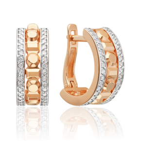 Серьги с английским замком из красного золота с фианитами 02-5562-00-401-1110