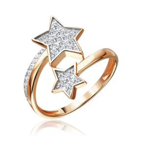 Кольцо «Звездопад» из красного золота с фианитами 01-5899-00-401-1110