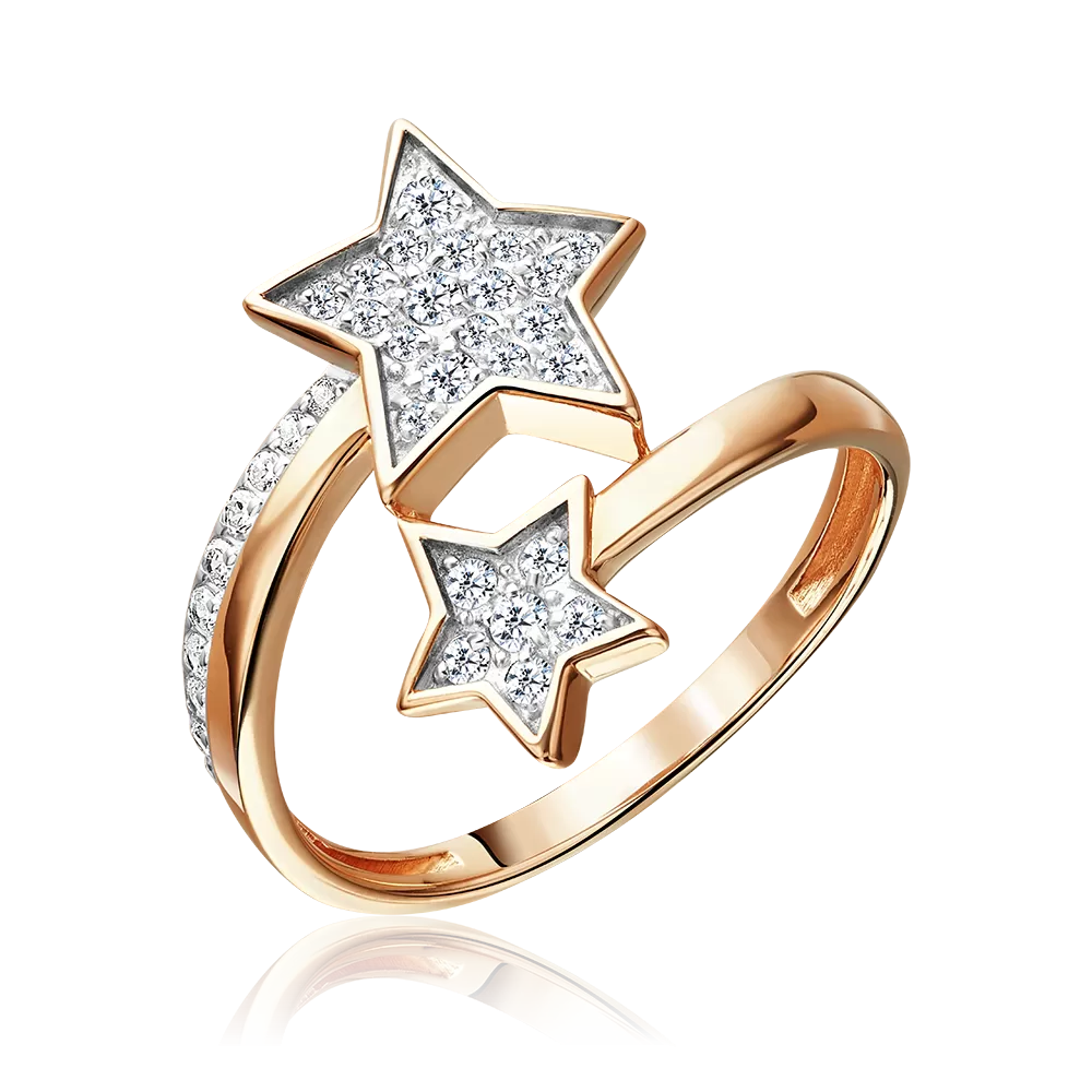 Кольцо «Звездопад» из красного золота с фианитами 01-5899-00-401-1110