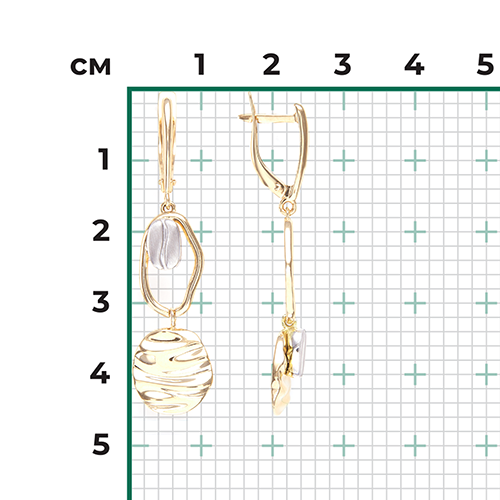 Серьги с английским замком из комбинированного золота 02-4928-00-000-1121
