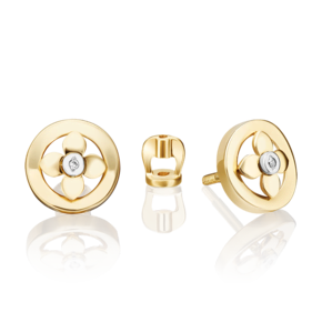 Серьги-пусеты из комбинированного золота с бриллиантом 02-5007-00-101-1121