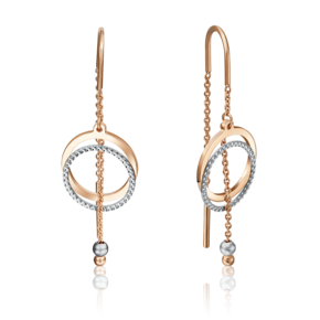 Серьги-цепочки из комбинированного золота 02-4141-00-000-1111-04