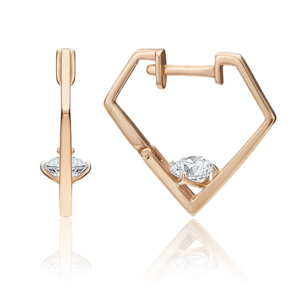 Серьги с английским замком из красного золота с фианитом 02-4496-00-501-1110-38