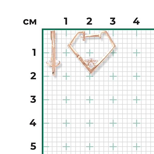 Серьги с английским замком из красного золота с фианитом 02-4496-00-501-1110-38