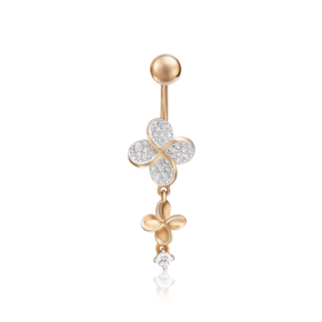 Пирсинг в пупок из красного золота с фианитами 06-3307-00-401-1110-32