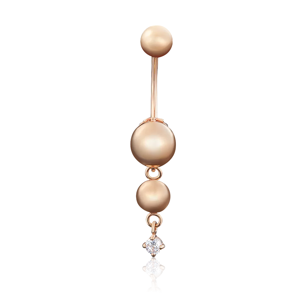Пирсинг в пупок из красного золота с фианитом 06-3311-00-401-1110-03
