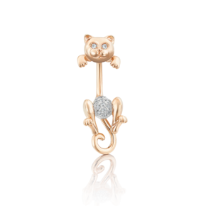 Пирсинг в пупок «Кошка» из красного золота с фианитами 06-3312-00-401-1110-03