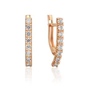 Серьги с английским замком из красного золота с фианитами 02-5634-00-401-1110