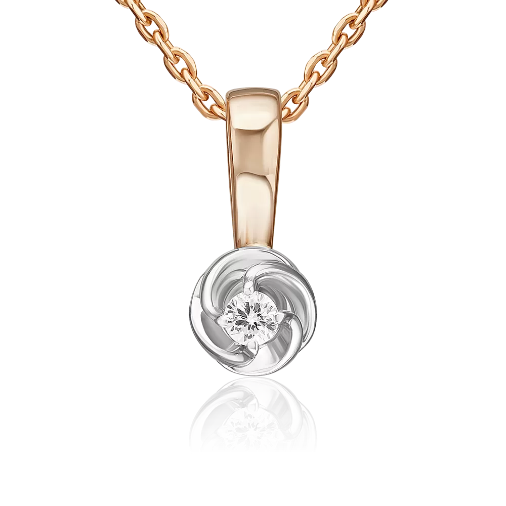 Подвеска из комбинированного золота с бриллиантом 03-3519-00-101-1111