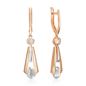 Серьги с английским замком из комбинированного золота с натуральным топазом white 02-5036-00-201-1111