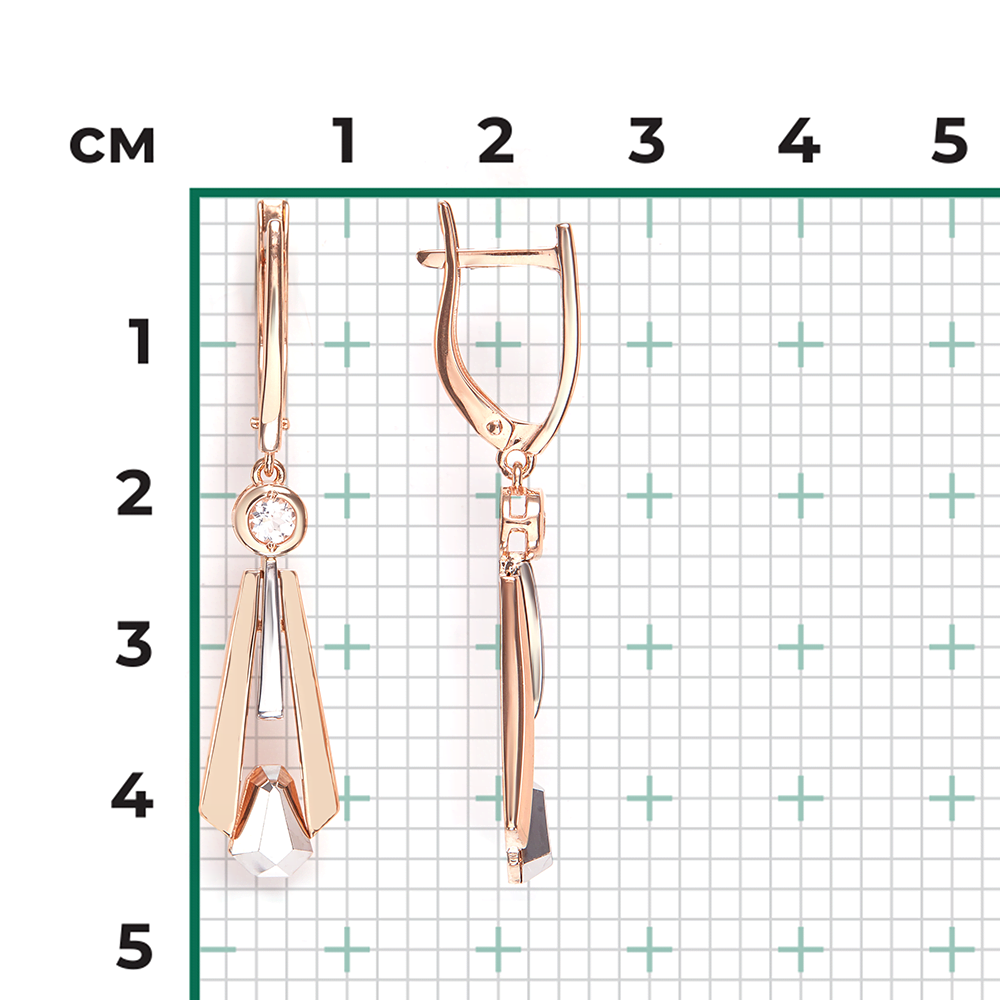 Серьги с английским замком из комбинированного золота с натуральным топазом white 02-5036-00-201-1111