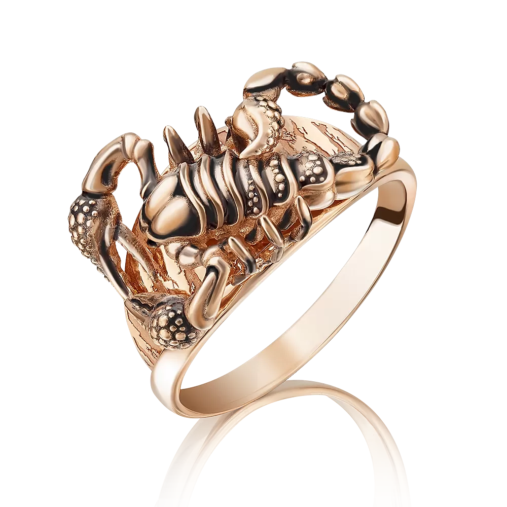 Кольцо «Скорпион» из красного золота с эмалью 01-5089-00-000-1110-59