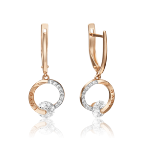 Серьги с английским замком из красного золота с фианитами 02-4495-00-501-1110-38