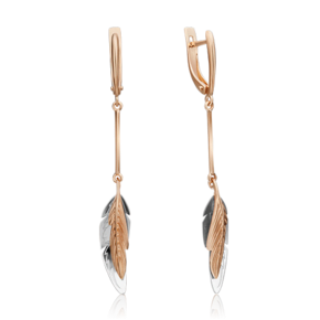 Серьги «Перья» с английским замком из комбинированного золота 02-4347-00-000-1111-64