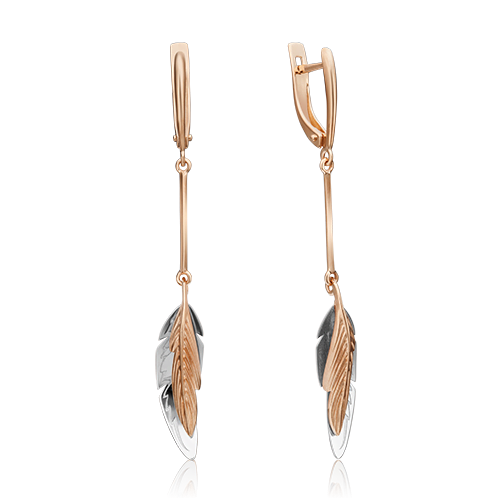 Серьги «Перья» с английским замком из комбинированного золота 02-4347-00-000-1111-64