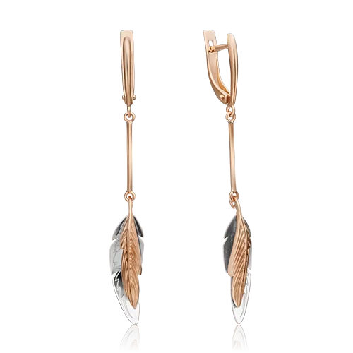Серьги «Перья» с английским замком из комбинированного золота 02-4347-00-000-1111-64