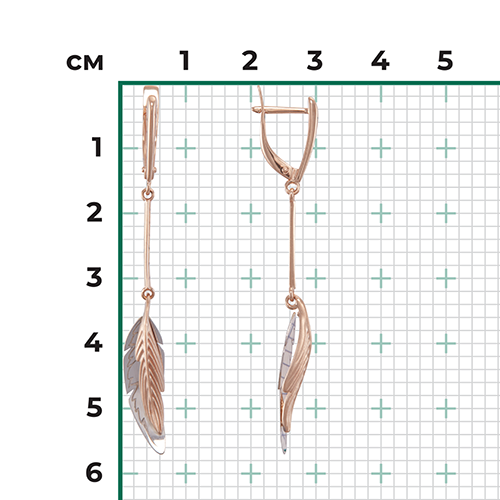 Серьги «Перья» с английским замком из комбинированного золота 02-4347-00-000-1111-64