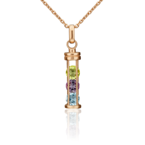 Подвеска «Фонарик» из красного золота с миксом камней 03-3126-00-221-1110-57