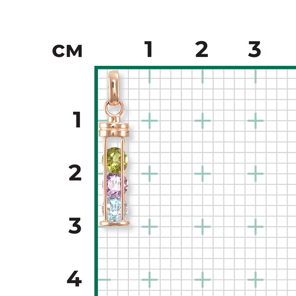 Подвеска «Фонарик» из красного золота с миксом камней 03-3126-00-221-1110-57