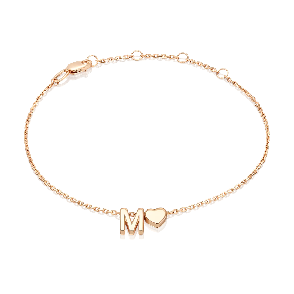 Браслет «Буква М» из красного золота 05-0858-М-000-1110