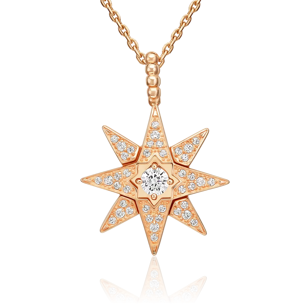 Подвеска «Роза ветров» из красного золота с фианитами 03-3650-00-401-1110