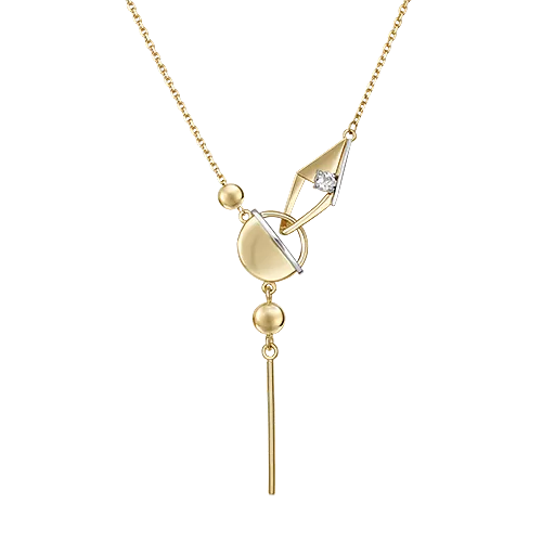 Колье «Контрасты» из комбинированного золота с натуральным топазом white 07-0246-00-201-1121