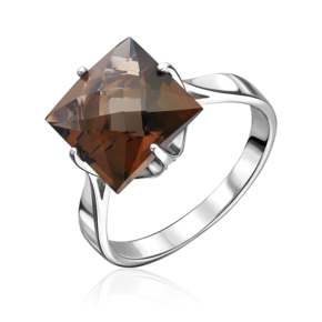 Кольцо из серебра с кварцем дымчатым и фианитами 01-3451-00-208-0200