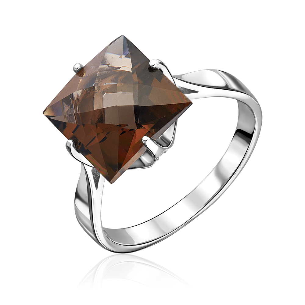 Кольцо из серебра с кварцем дымчатым и фианитами 01-3451-00-208-0200