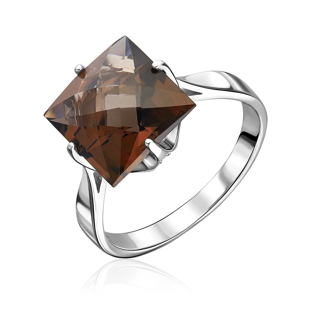 Кольцо из серебра с кварцем дымчатым и фианитами 01-3451-00-208-0200