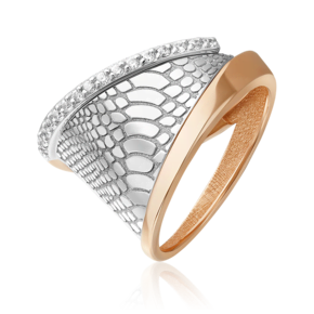 Кольцо с принтом «Питон» из комбинированного золота с фианитами 01-5714-00-401-1111