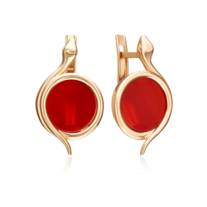 Серьги «Магия заката» с английским замком из красного золота с сердоликом 02-5459-00-748-1110