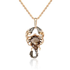 Подвеска «Скорпион» из красного золота с кварцем дымчатым 03-3049-00-202-1110-46