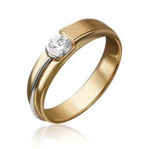 Кольцо из лимонного золота с фианитом