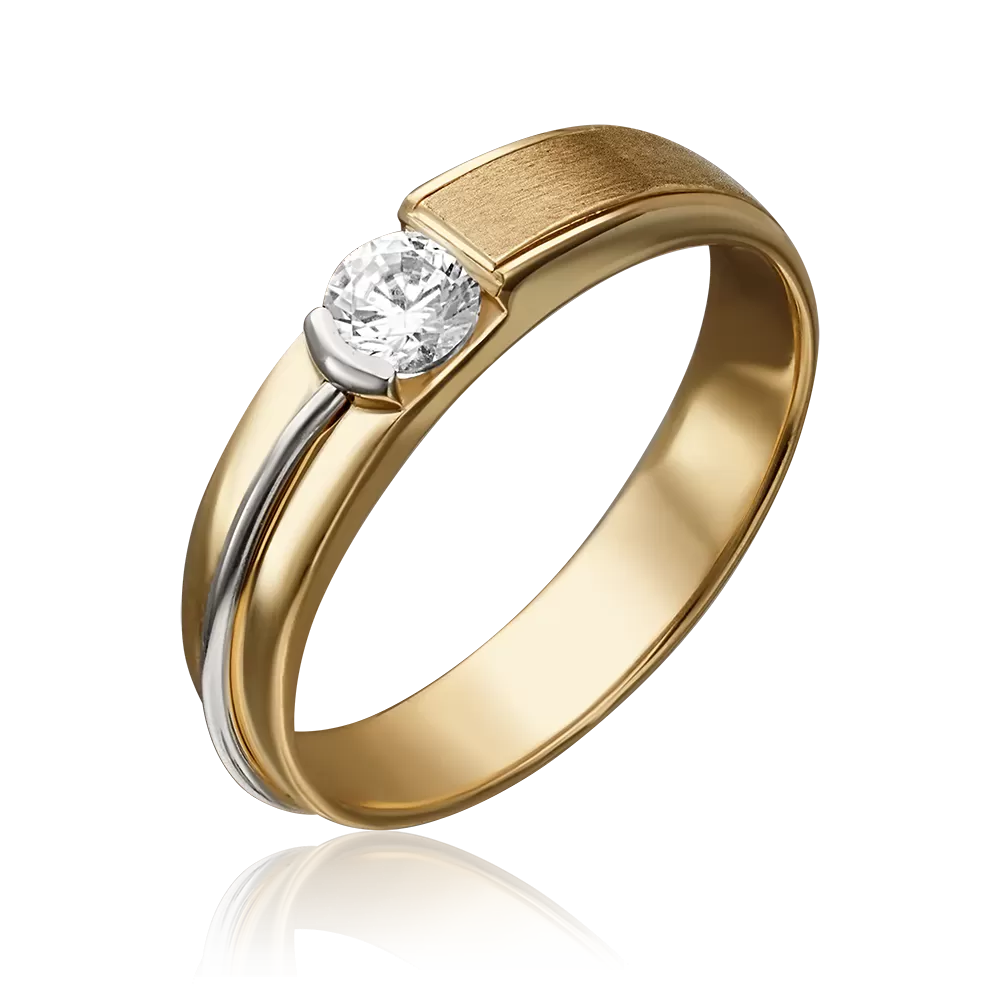 Кольцо из лимонного золота с фианитом 01-5244-00-401-1130