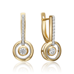 Серьги с английским замком из комбинированного золота с фианитами 02-4484-00-501-1121-38