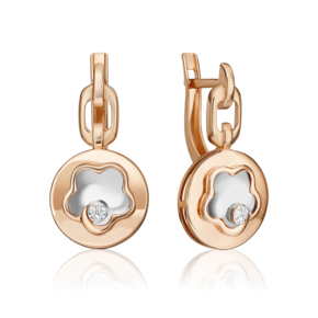 Серьги с английским замком из комбинированного золота с бриллиантами 02-4987-00-101-1111