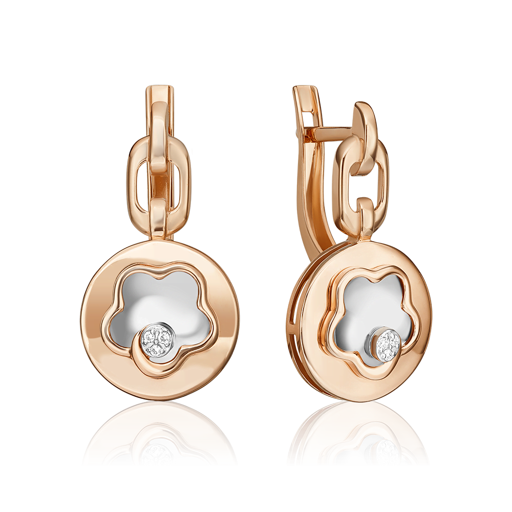 Серьги с английским замком из комбинированного золота с бриллиантами 02-4987-00-101-1111