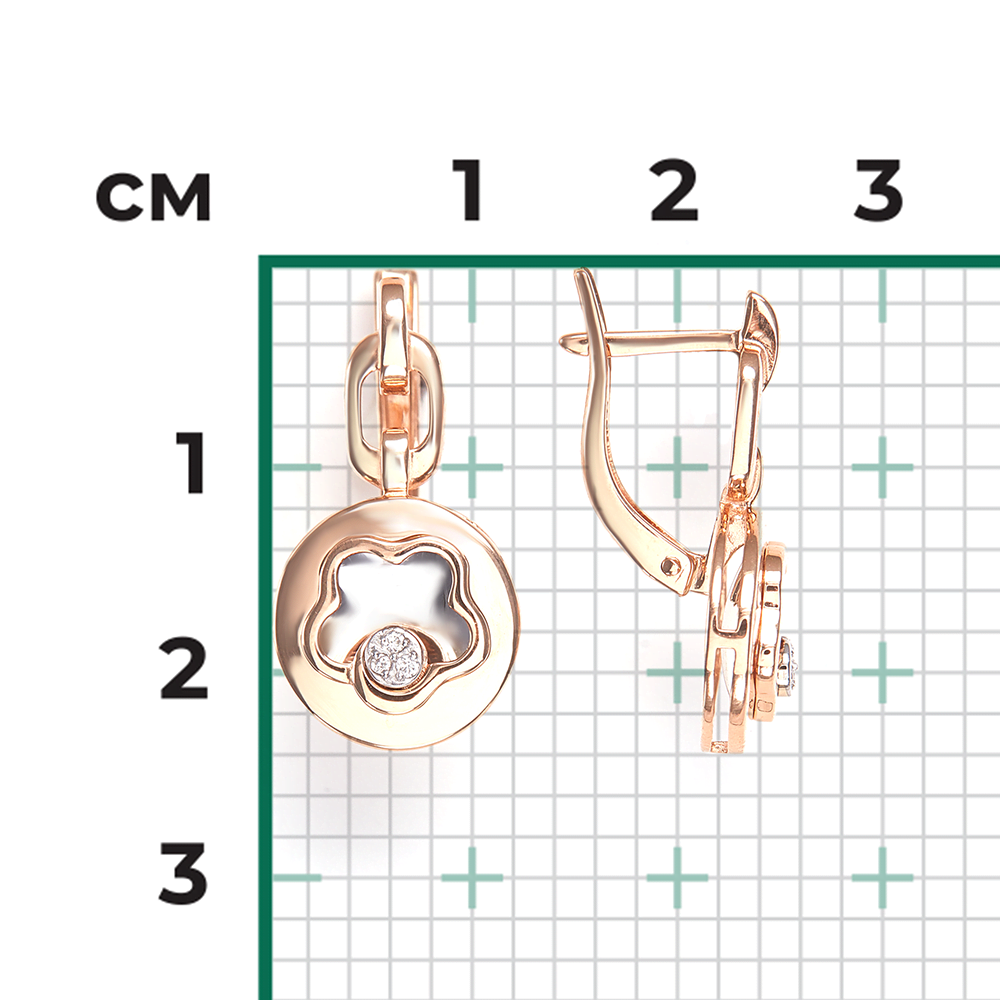 Серьги с английским замком из комбинированного золота с бриллиантами 02-4987-00-101-1111