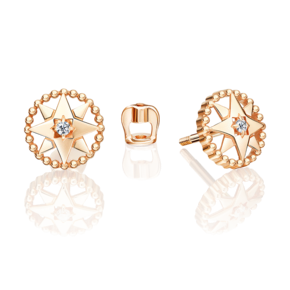 Серьги-пусеты «Роза ветров» из красного золота с фианитом 02-5518-00-401-1110