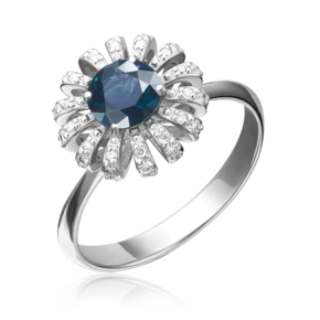 Кольцо из белого золота с сапфиром и бриллиантами 01-1346-00-105-1120-30