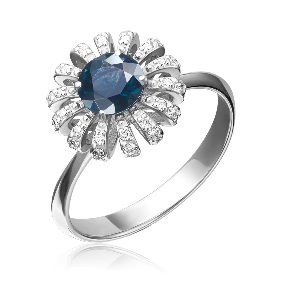 Кольцо из белого золота с сапфиром и бриллиантами 01-1346-00-105-1120-30
