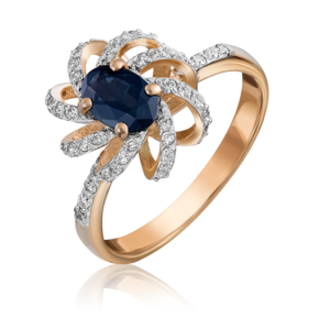 Кольцо из красного золота с сапфиром и бриллиантами 01-1347-00-105-1110-30