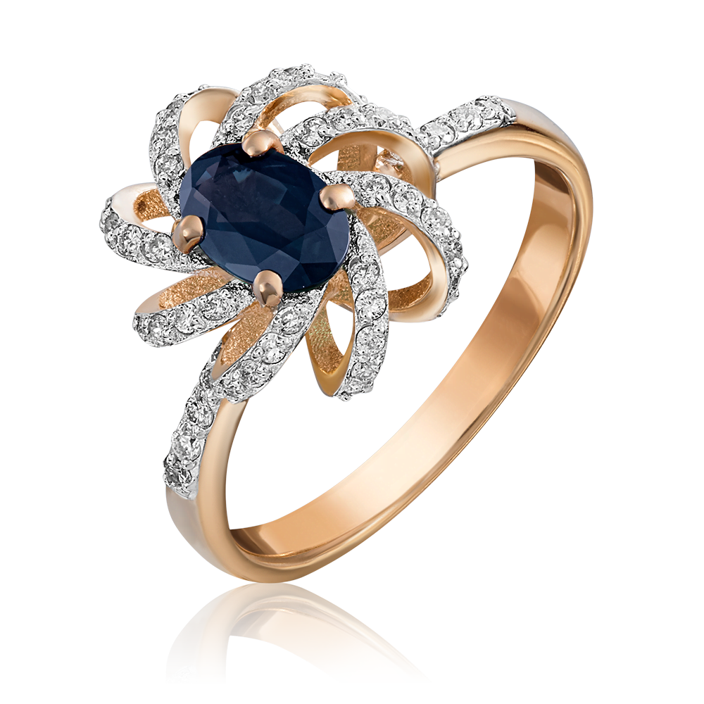 Кольцо из красного золота с сапфиром и бриллиантами 01-1347-00-105-1110-30