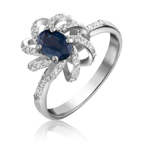 Кольцо из белого золота с сапфиром и бриллиантами 01-1348-00-105-1120-30